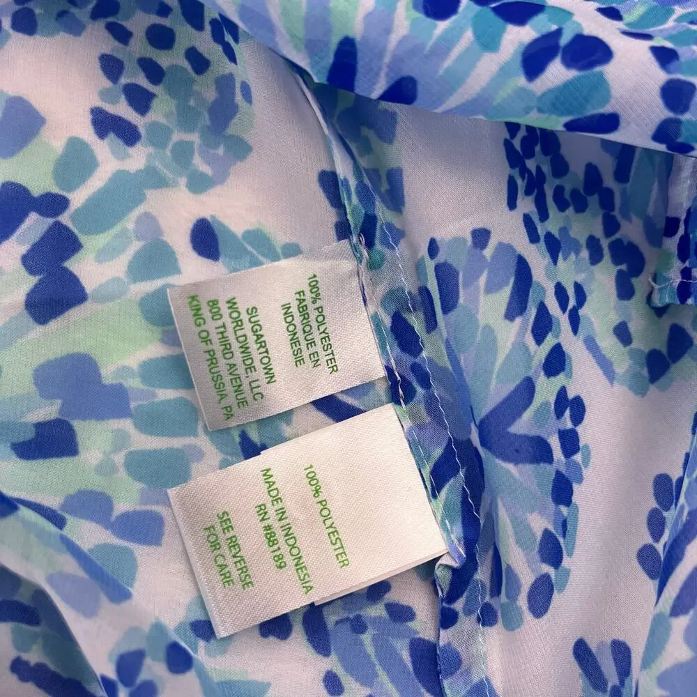Lily Pulitzer blue & white sheer 
 beach/swimsuit cover up, Large - Picture 4 of 4
